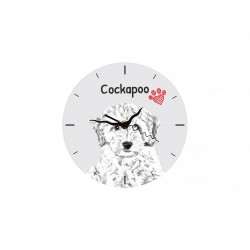Cockapoo - Free standing clock, made of MDF board, with an image of a dog.