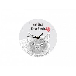 Kot brytyjski krótkowłosy - stojący zegar z wizerunkiem kota, wykonany z płyty MDF