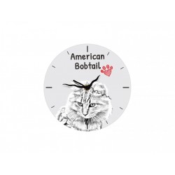 Bobtail américain - L'horloge en MDF avec l'image d'un chat.