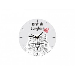 Britisch Langhaar - Stehende Uhr mit MDF mit dem Bild eines Katzes.