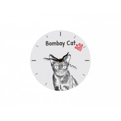 Kot bombajski - stojący zegar z wizerunkiem kota, wykonany z płyty MDF