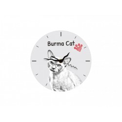 Burmese - L'horloge en MDF avec l'image d'un chat.