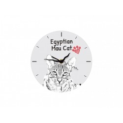 Kot egipski mau - stojący zegar z wizerunkiem kota, wykonany z płyty MDF