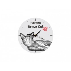 Havana Brown - stojący zegar z wizerunkiem kota, wykonany z płyty MDF