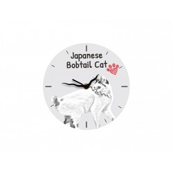 Japanese Bobtail - Free standing clock, made of MDF board, with an image of a cat.
