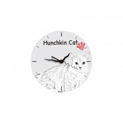 Munchkin - stojący zegar z wizerunkiem kota, wykonany z płyty MDF