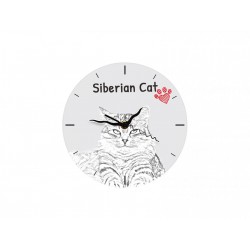 Siberian cat - Free standing clock, made of MDF board, with an image of a cat.
