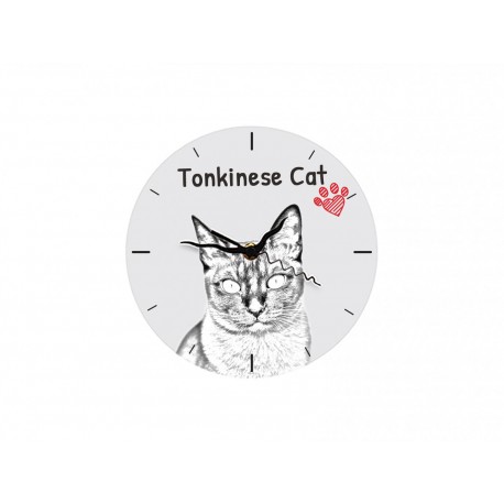 Stehende Uhr mit MDF mit dem Bild eines Katzes. 