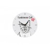 Orologio da tavolo realizzato in lastra di MDF con immagine di gatto. 