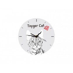 Toyger - Orologio da tavolo realizzato in lastra di MDF con immagine di gatto.