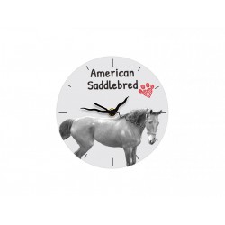 Orologio da tavolo realizzato in lastra di MDF con immagine di cavallo. 