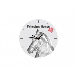 Frisone - Orologio da tavolo realizzato in lastra di MDF con immagine di cavallo.