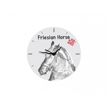Stojący zegar z MDF z wizerunkiem konia.