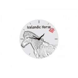 Islandais - L'horloge en MDF avec l'image d'un cheval.