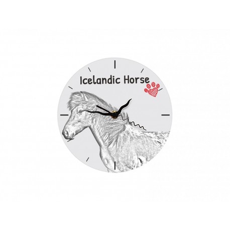 Stehende Uhr mit MDF mit dem Bild eines Pferde. 