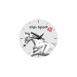 Irlandzki koń sportowy - stojący zegar z wizerunkiem konia, wykonany z płyty MDF