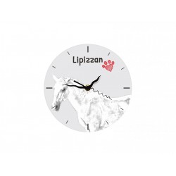 Lipizzaner - Stehende Uhr mit MDF mit dem Bild eines Pferde.