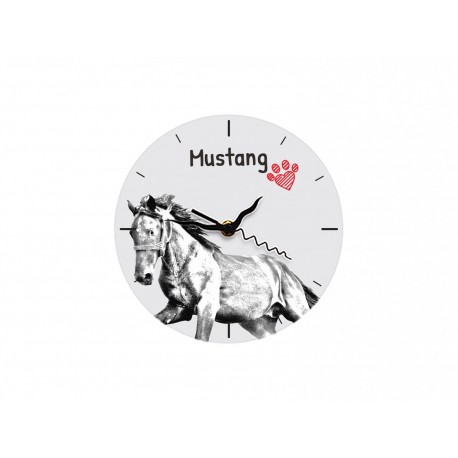 Orologio da tavolo realizzato in lastra di MDF con immagine di cavallo. 