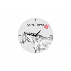 Shire - stojący zegar z wizerunkiem konia, wykonany z płyty MDF
