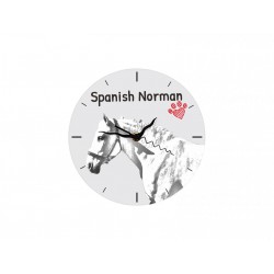 Koń hiszpański Norman - stojący zegar z wizerunkiem konia, wykonany z płyty MDF