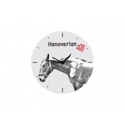 Hanoverian - Free standing clock, made of MDF board, with an image of a horse.