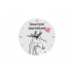American Warmblood - Stehende Uhr mit MDF mit dem Bild eines Pferde.