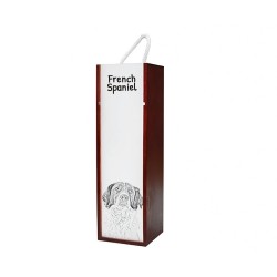 Spaniel francés - Caja de vino con una imagen de perro.