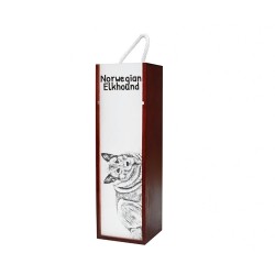 Norwegian Elkhound - Wine box with an image of a dog.