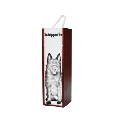 Caja de vino con una imagen de perro.