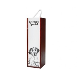 Épagneul breton - Boîte pour le vin avec l'image d'un chien.