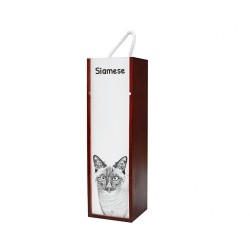 Siamois (chat) - Boîte pour le vin avec l'image d'un chat.