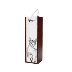 Sphynx - Caja de vino con una imagen de gato.