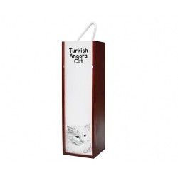 Angora turco - Caja de vino con una imagen de gato.