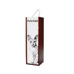 Peterbald - Wein-Schachtel mit dem Bild eines Katzes.