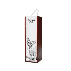Burma-Katze - Wein-Schachtel mit dem Bild eines Katzes.