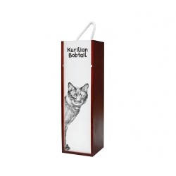 Kurilian Bobtail - Wine box with an image of a cat.