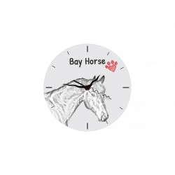 Bay - stojący zegar z wizerunkiem konia, wykonany z płyty MDF