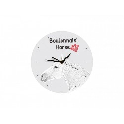 Boulonnais - Stehende Uhr mit MDF mit dem Bild eines Pferde.