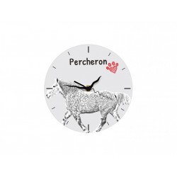 Percheron - Orologio da tavolo realizzato in lastra di MDF con immagine di cavallo.