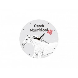 Czeski warmblood - stojący zegar z wizerunkiem konia, wykonany z płyty MDF