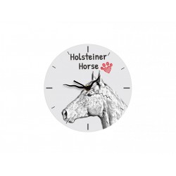 Koń holsztyński - stojący zegar z wizerunkiem konia, wykonany z płyty MDF