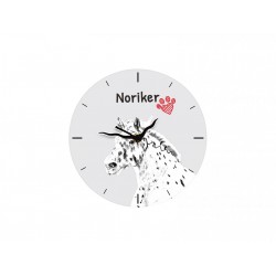Noriker - stojący zegar z wizerunkiem konia, wykonany z płyty MDF
