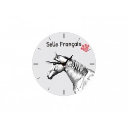Francés de silla - Reloj de pie de tablero DM con una imagen de caballo.