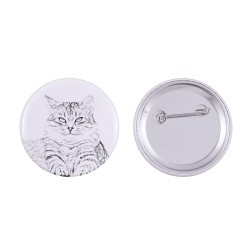 Pin, brooch with a cat - Siberian cat