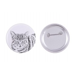 Pin, brooch with a cat - Manx cat