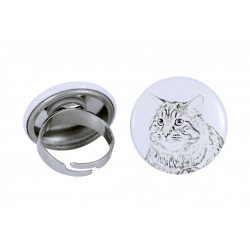 Ring with a cat - Kurilian Bobtail longhaired