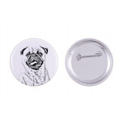 Pin, brooch with a dog - Pug
