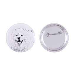Pin, brooch with a dog - Samoyed