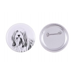 Pin, brooch with a dog - Bearded Collie