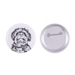 Pin, brooch with a dog - Bolonka